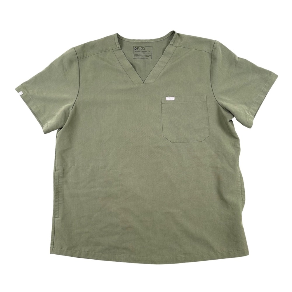 FIGS Mens Chisec‎ Scrub Top XL Olive Green V-Neck Technical Collection Pockets